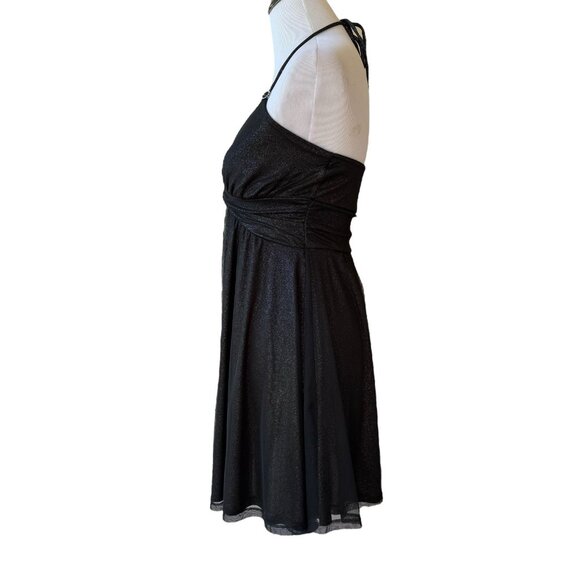 Express Black Babydoll Mini Dress Size Small Spaghetti Straps Y2K Coquette HOCO - Picture 3 of 7